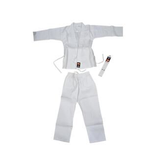 KI Martial Arts Uniform Set Karate Taekwondo Jacket Pant Belt White Sz 000 Child